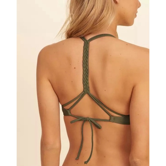 Hollister Co. T-Back Braid Olive Push-Up Plunge Bikini Top - Picture 2 of 6